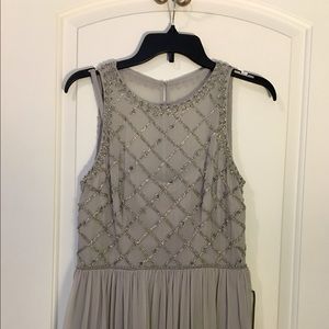 Adrianna Papell silver beaded gown